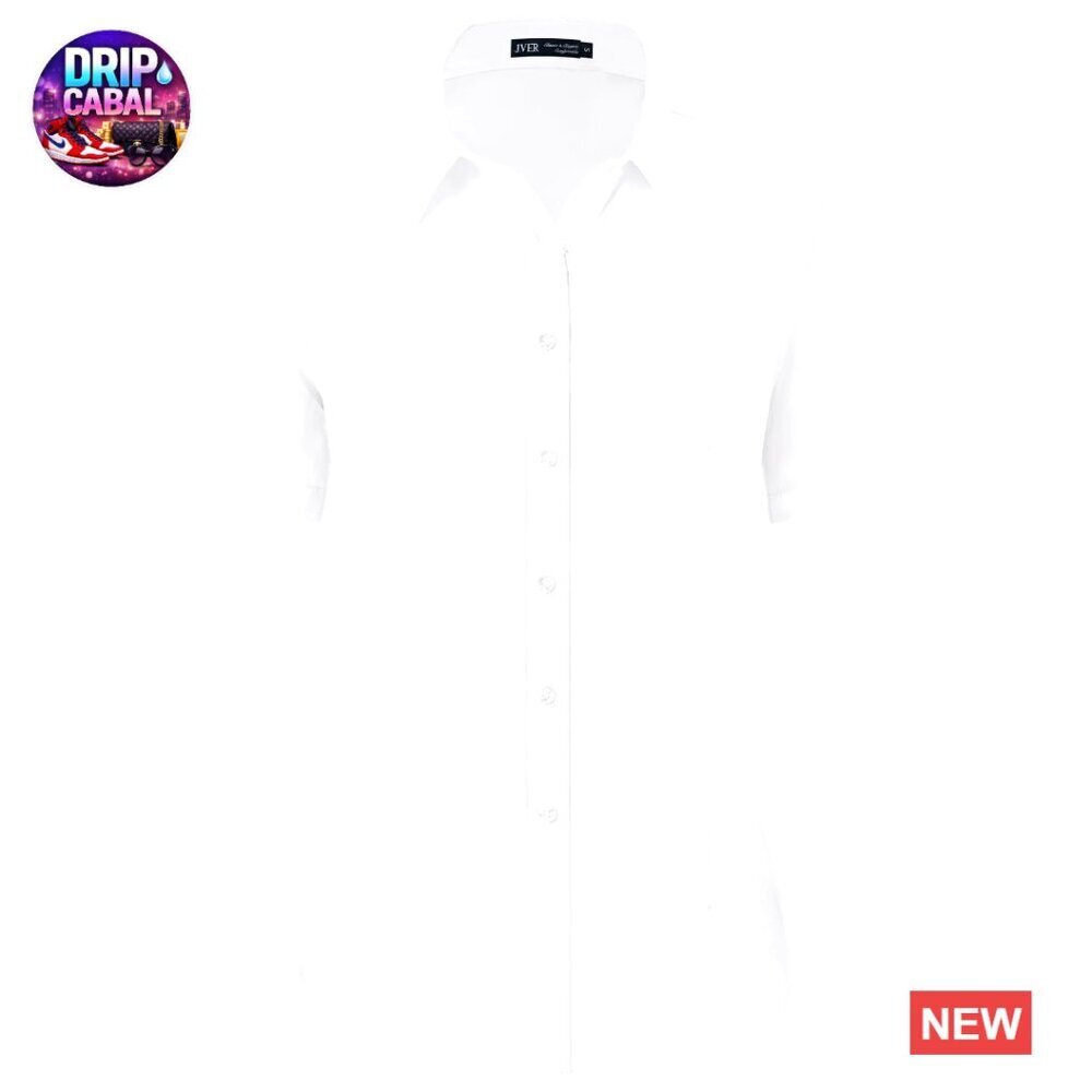 Stretch Wrinkle Free Formal Short Sleeve Dress Shirt Business Casual Blouse